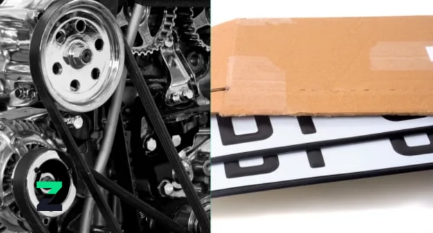 moteur de voiture avec plaque immatriculation