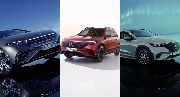 voitures électriques Mercedes côte à côte